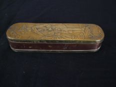 An 18th century brass and copper box Johann Heinrich Giese, Iserlohn, embossed decoration. One