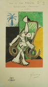 Pablo Picasso (1881 - 1973), a printers proof copy, signed Picasso, front has proof copy stamp,