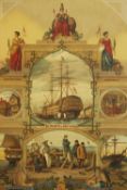 A Victorian maple framed THE HEARTS OF OAK BENEFIT SOCIETY CERTIFICATE, the colour certificate which