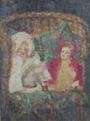 Attributed to Reverend J W H Battiscombe (1879-1985), Study of Two Dolls in a Chair, oil on