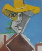 Pablo Picasso (1881 - 1973), a printers proof copy, signed Picasso, front has proof copy stamp,