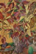 A framed and glazed pastel 'Corn and Leaves', signed Collino and label verso. H.59 W.48cm.
