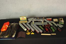 A collection of vintage Hornby trains, including fourteen locomotives and carriages, a box of