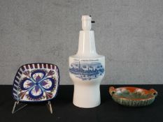 A 20th century Royal Copenhagen Fog & Morup blue and white porcelain table lamp decorated with