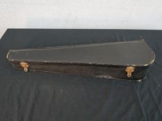 A cased early 20th century 3/4 violin with hardwood bow with mother of pearl and silver plate