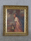 After George Romney (1734 - 1802) Emma Hart Lady, oil on canvas, unsigned and in a gilt frame. H.