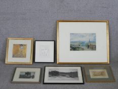 Six framed coloured prints to include pencil signed Artists proof study of mushrooms, Gustav