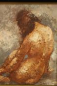 Edward Barton (1926 - 2012, American), Female nide with her back towards artist, impasto on