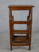 A set of late 19th/early 20th century mahogany library steps, the two steps with tapestry treads.