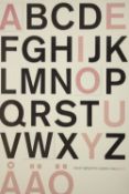 A contemporary alphabet poster on paper, framed. H.93 W.67cm.