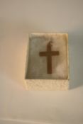 A 9ct rose gold cross pendant. Engraved inscription. Weight 3g. ****details to come****
