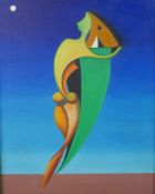 20th century, two figures dancing, oil on canvas, unsigned and framed. H.58 W.48cm