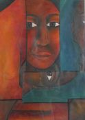 Clare Turnbull (Contemporary), I Can't Remember, surrealist modernist portrait, oil on paper, pencil