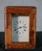A late 19th century French brass Brook & Sons of Edinburgh, the white painted dial with black