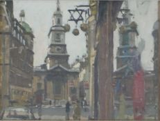 20th century, impressionistic possibly Jerusalem, a Jewish quarter of a town, unsigned, oil on