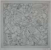 20th century, an abstract engraving of various objects, signed King and dated 96, numbered 8/25. H.