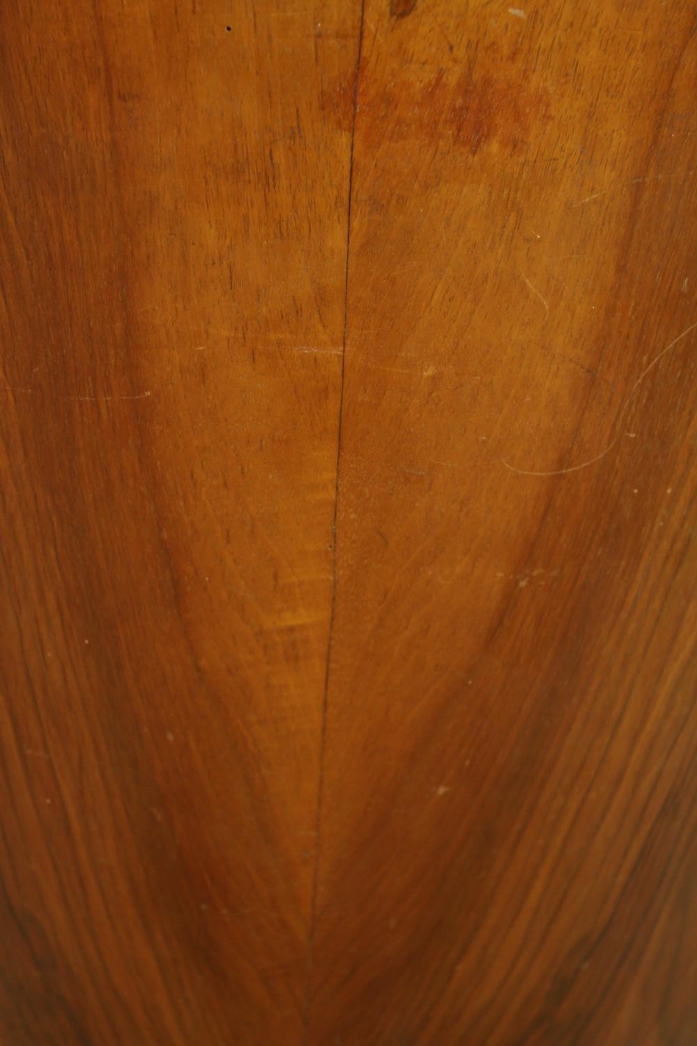 A pair of walnut and black leather Art Deco style chairs raised on tapering supports terminating - Image 8 of 9