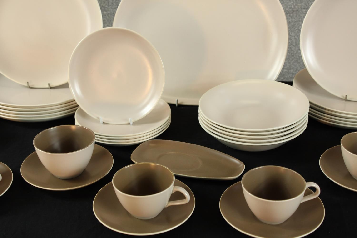 A 20th century Poole pottery brown twin tone six person part dinner set, marks verso. (39 pieces) - Image 4 of 5