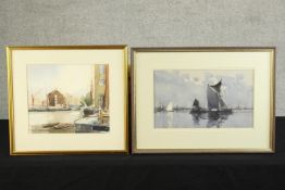 Dennis John Hanceri (b.1928) St. Katherines Dock, watercolour on paper, signed and framed together