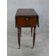 A 19th century mahogany drop leaf sewing table, with twin drawers to one end, raised on turned - Image 1 of 6