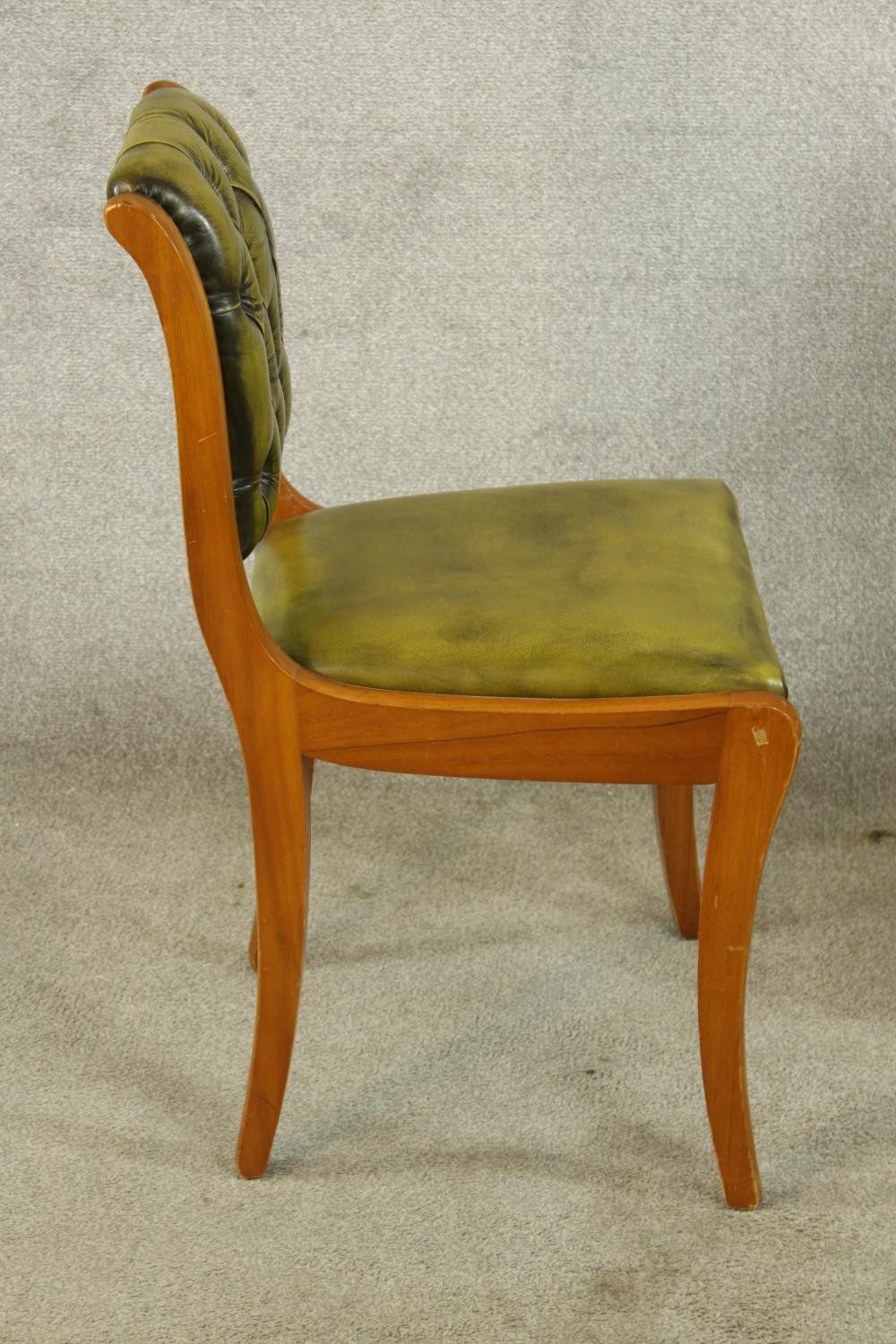 A set of six Yew wood Regency style button/quilted backed dining chairs comprised of four singles - Image 5 of 13