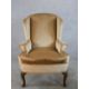 A 19th century mahogany framed chair, upholstered in brown Dralon fabric, raised on cabriole - Image 1 of 4
