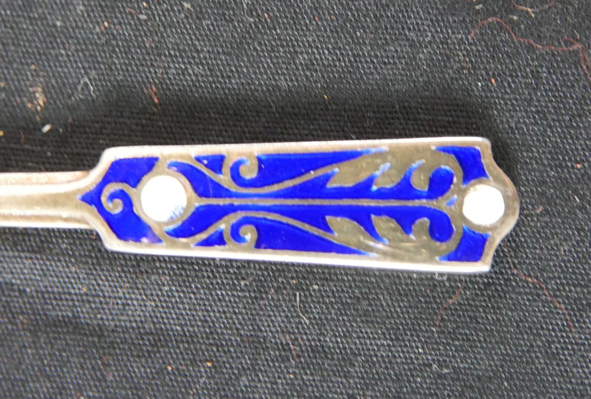 A set of five silver and guilloche blue and white enamel stylised hair bell and foliate design - Image 7 of 7