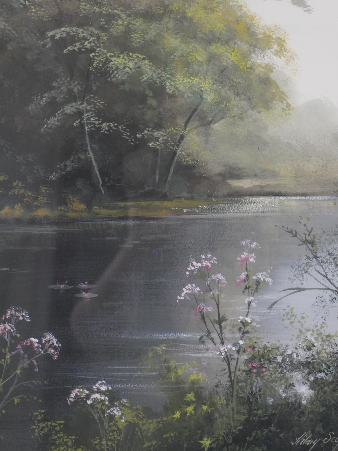 Hilary Scoffield (b.1958, British), tree covered river, watercolour on paper, signed and framed, a - Image 5 of 6