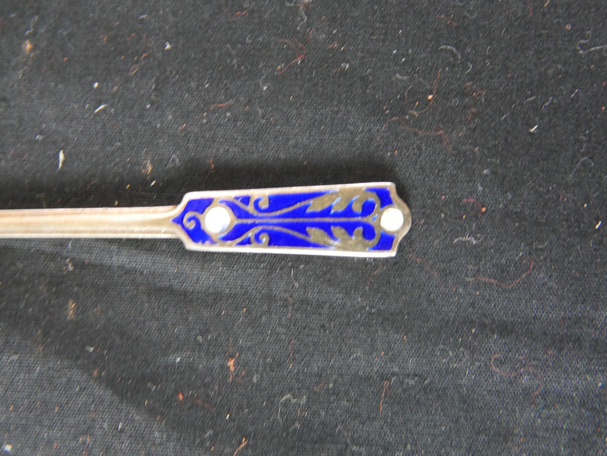 A set of five silver and guilloche blue and white enamel stylised hair bell and foliate design - Image 6 of 7