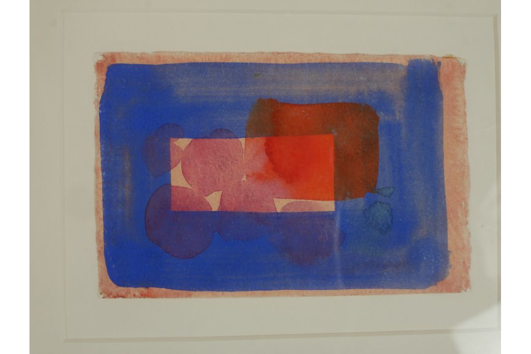 A 20th century, abstracts, two watercolours on papers, unsigned and framed. H.37 W.43cm - Image 4 of 6
