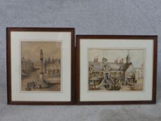 19th/early 20th century British school, Carlisle Town Hall & Carlisle Cross, two unsigned