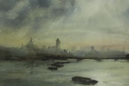 Roy Hammond (b.1934) St. Paul's Cathedral Watercolour from Riverside Walk, watercolour on paper,