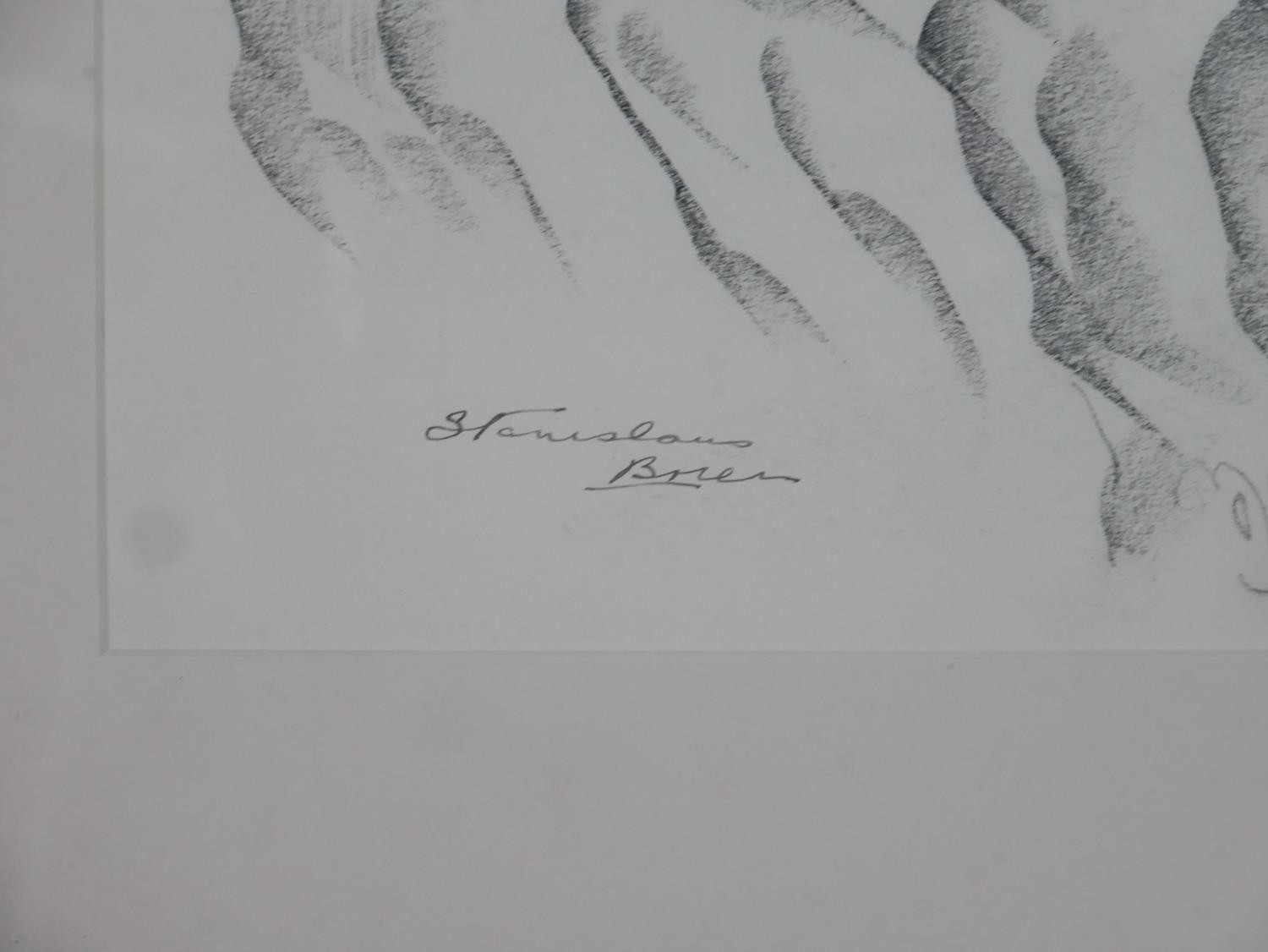 Stanislaus Brien (Polish), graphic artist and book illustrator, Lion, charcoal, signed lower left. - Image 4 of 4