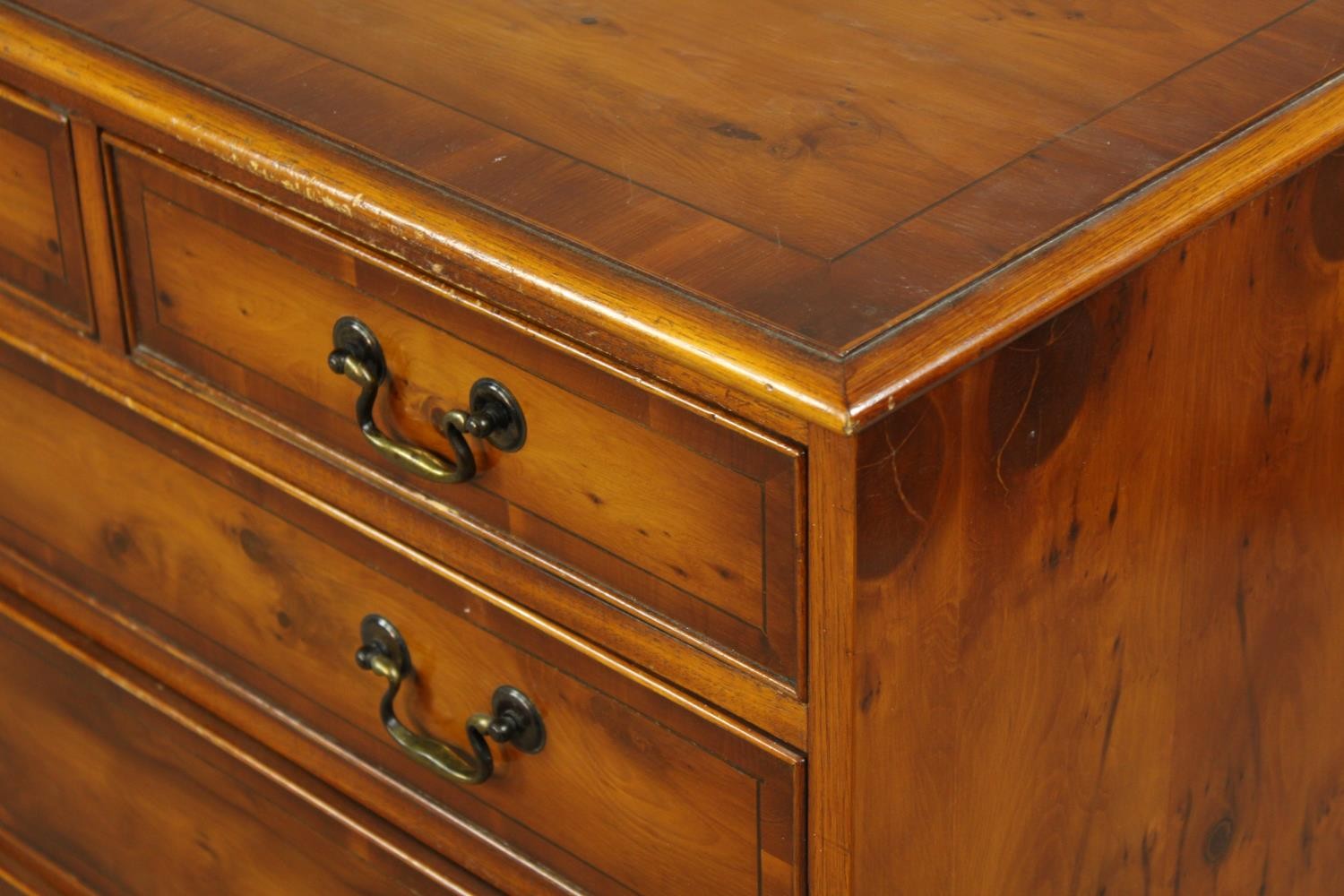 A contemporary chest of two short over three long graduating drawers with brass swing handles raised - Image 6 of 8