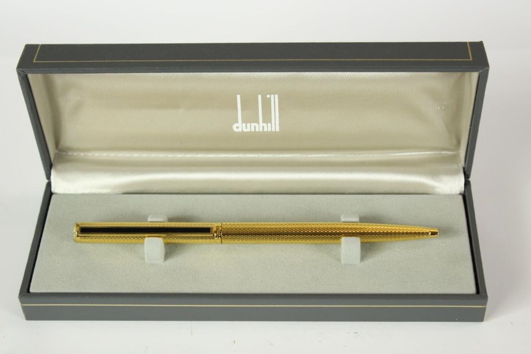 A mid 20th century boxed gold plated Dunhill rollerball pen. H.6 W.17.5 D.4cm. (box) - Image 1 of 10