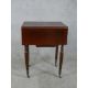 A 19th century mahogany drop leaf sewing table, with twin drawers to one end, raised on turned - Image 2 of 6