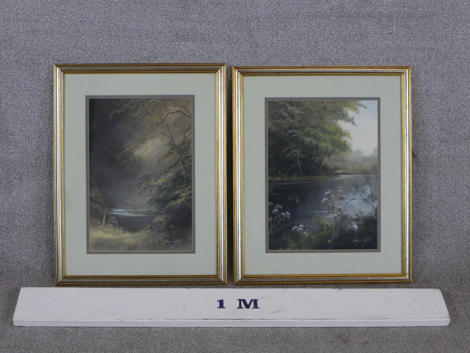 Hilary Scoffield (b.1958, British), tree covered river, watercolour on paper, signed and framed, a - Image 2 of 6