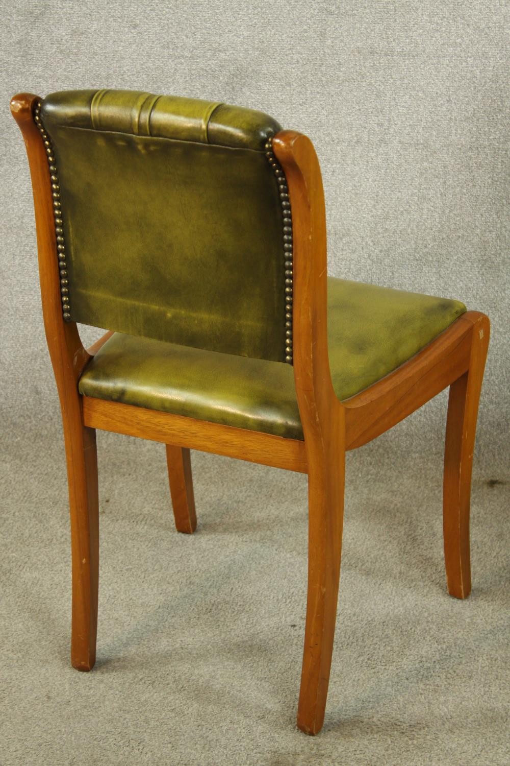 A set of six Yew wood Regency style button/quilted backed dining chairs comprised of four singles - Image 6 of 13