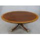 A Regency style inlaid mahogany oval coffee table raised on turned central column on four outswept - Image 1 of 6