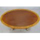 A Regency style inlaid mahogany oval coffee table raised on turned central column on four outswept - Image 3 of 6