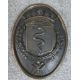A 19th century cast bronze oval heraldic wall hanging plaque depicting a serpent in a shield under a - Image 1 of 3