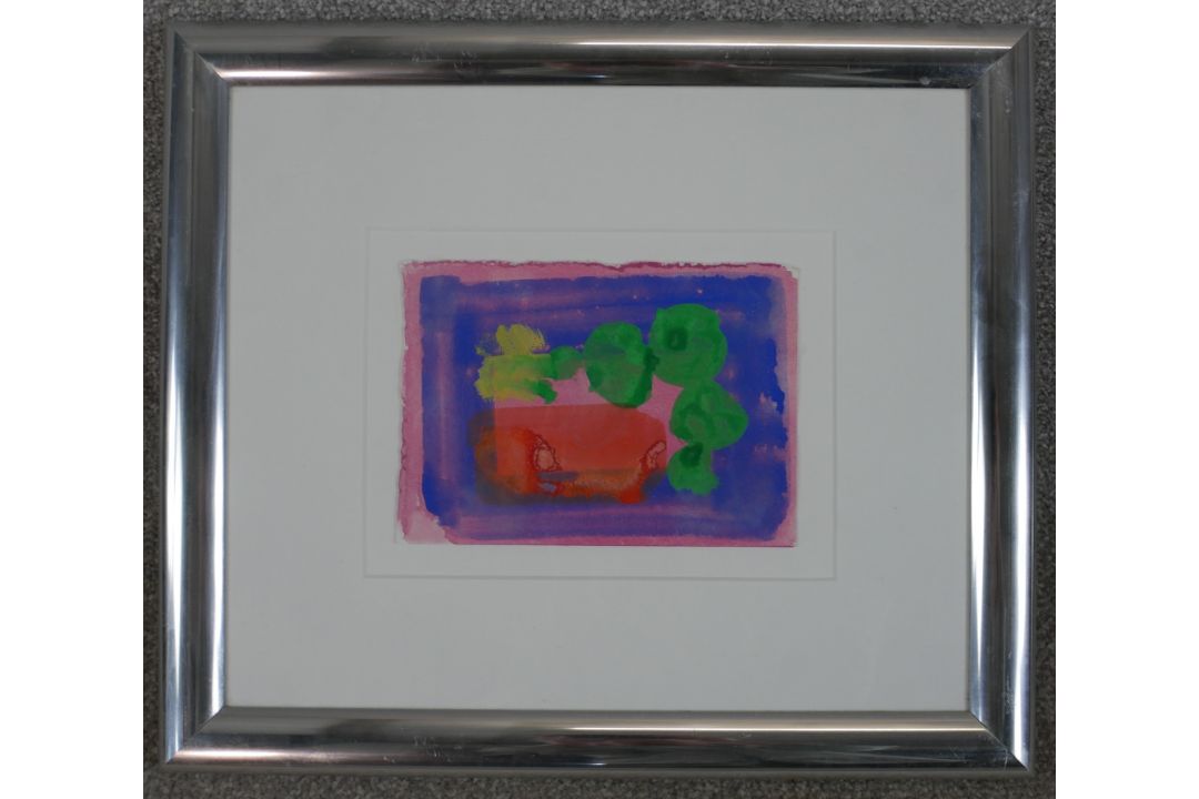 A 20th century, abstracts, two watercolours on papers, unsigned and framed. H.37 W.43cm - Image 5 of 6