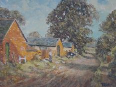 R. W. Taylor (20th century), Ayling's Farm, Old Steels Lane, oil on board, signed and framed,