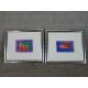 A 20th century, abstracts, two watercolours on papers, unsigned and framed. H.37 W.43cm - Image 1 of 6