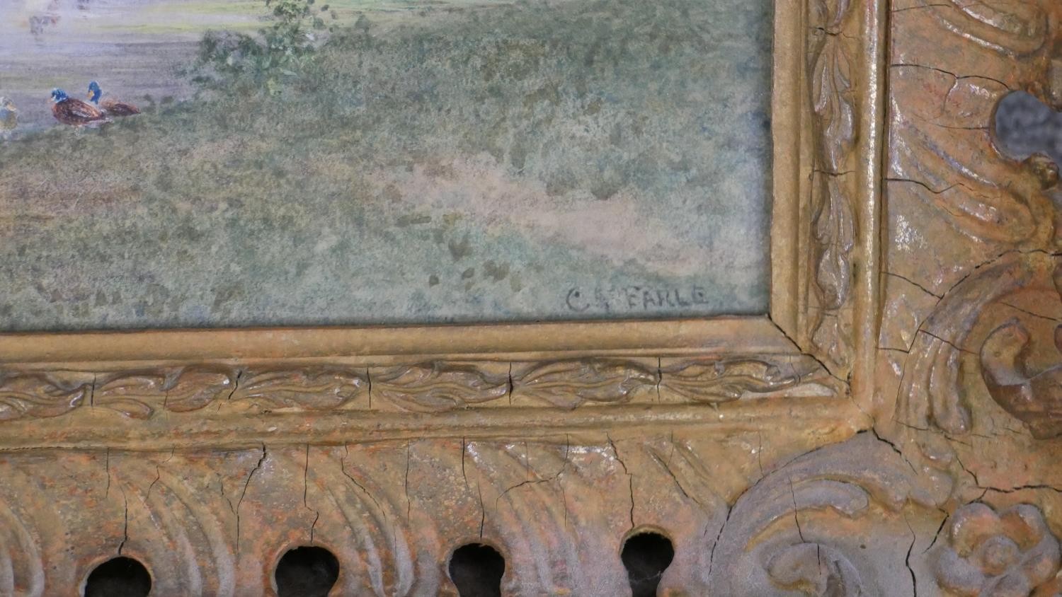 Charles Earle (1832 - 1893), 'A Southdown Farm', watercolour signed, with name plaque. H.35 W.62cm - Image 4 of 6