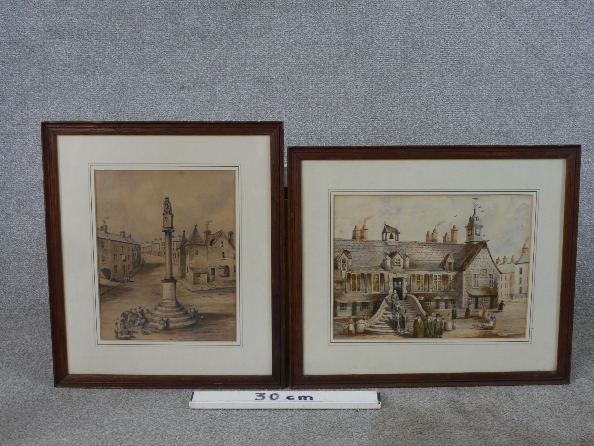 19th/early 20th century British school, Carlisle Town Hall & Carlisle Cross, two unsigned - Image 7 of 8