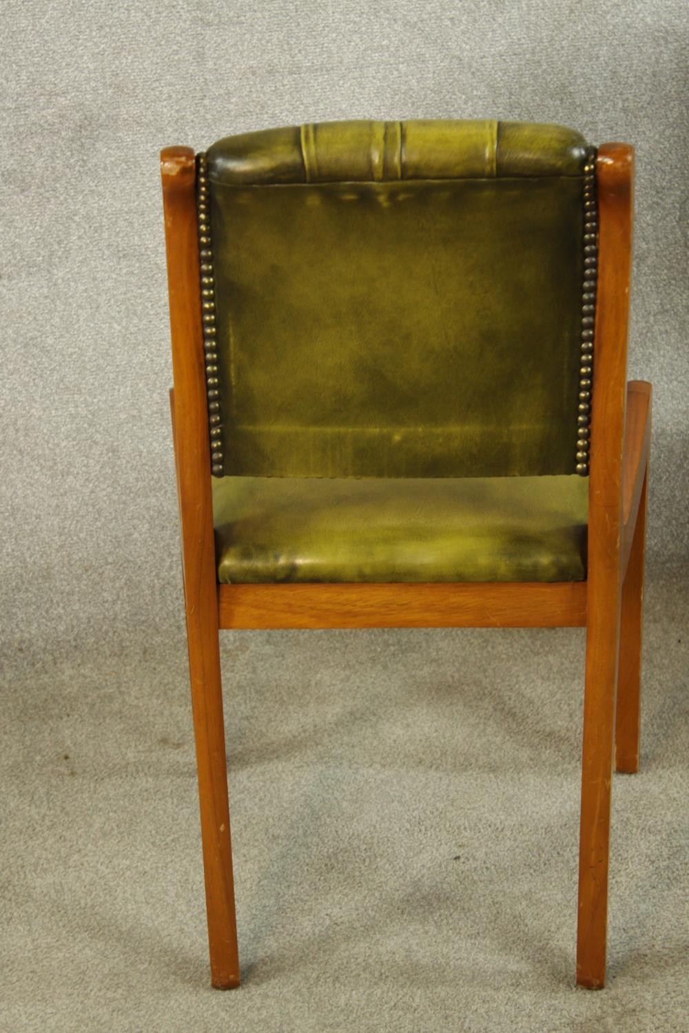 A set of six Yew wood Regency style button/quilted backed dining chairs comprised of four singles - Image 7 of 13