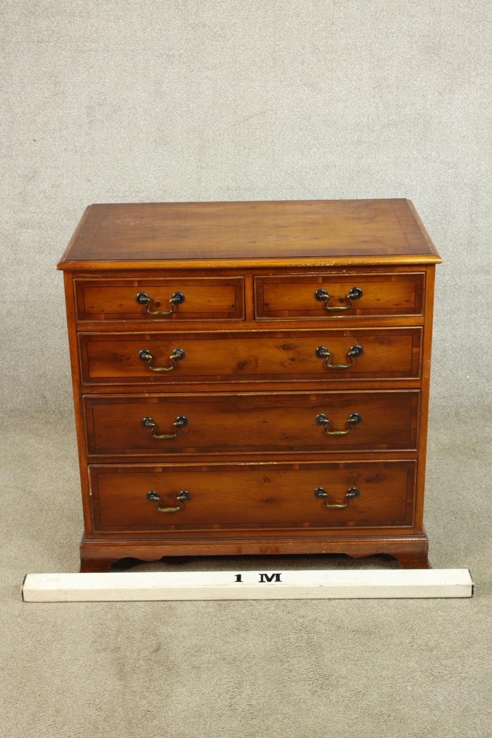 A contemporary chest of two short over three long graduating drawers with brass swing handles raised - Image 3 of 8
