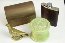A 20th century David Birch green glazed pottery jar and cover, impressed marks to base, together