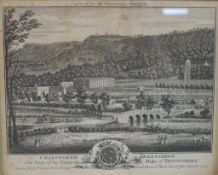 A late 19th century black and white framed bookplate of Chatsworth House, home of the Duke of